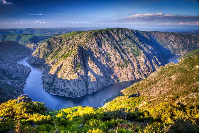 Ribeira Sacra landscape at golden hour in Ourense, Galicia