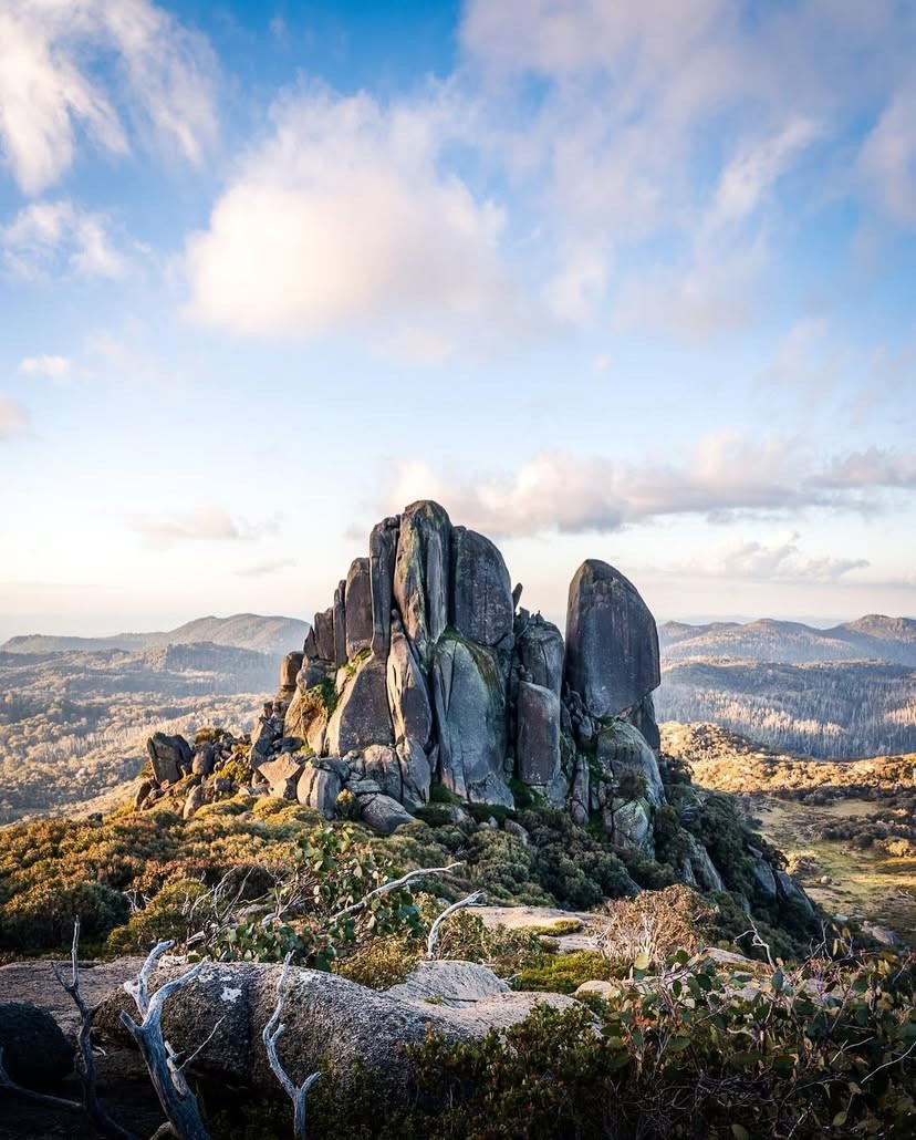 Granite outcrop above the ranges at sunrise